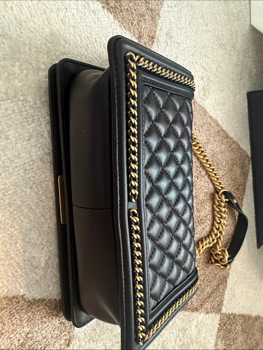 CHANEL Black Quilted Leather Crossbody with Gold Hardware Medium - Picture 10 of 12